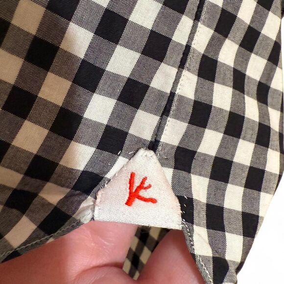 Isaia Men's Black & White Plaid Long Sleeve Shirt Sz 18 / 45 Button Up - Picture 4 of 7